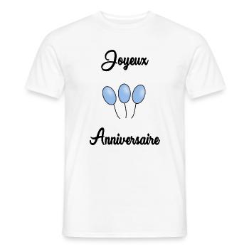 HAPPY BIRTHDAY. HAPPY BIRTHDAY. ANNIVERSARY. - Men's T-Shirt - white - Front - AI Model Male 178 dark (178cm)