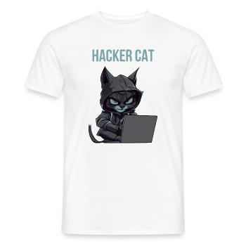hacker cat hood - T-shirt homme - blanc - Devant - AI Model Male 178 dark (178cm)