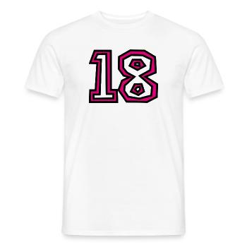18. 18 YEARS OLD. 18th ANNIVERSARY. 18 BIRTHDAY. - Men's T-Shirt - white - Front - AI Model Male 178 dark (178cm)