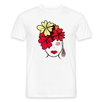 Imprimé de collage de fleurs botaniques - T-shirt homme - blanc - Devant - AI Model Male 178 dark (178cm)