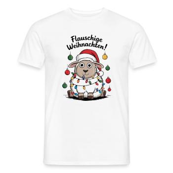 Mouton Berger de Noël duveteux drôle - T-shirt homme - blanc - Devant - AI Model Male 178 dark (178cm)