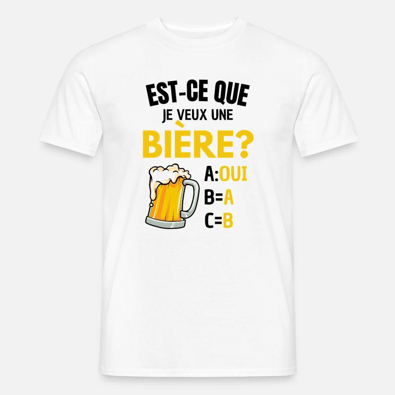 Will ich ein Bier? Beauf Alkoholwitz - Männer T-Shirt - Weiß
