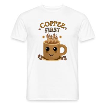 Café d’abord – Kawaii | Motif de tasse de café - T-shirt homme - blanc - Devant - AI Model Male 178 dark (178cm)