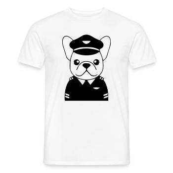 Frenchie Pilot Uniform Schwarz - Männer T-Shirt - Weiß - Vorne - AI Model Male 178 dark (178cm)