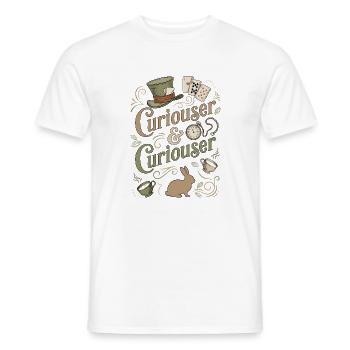 Alice Immer Neugieriger ("Curiouser") - Men's T-Shirt - white - Front - AI Model Male 178 dark (178cm)