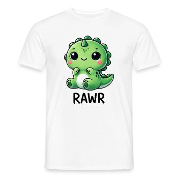 Cute Dino T-Rex Dinosaur Cartoon Chibi Roar - Men's T-Shirt - white - Front - AI Model Male 178 dark (178cm)