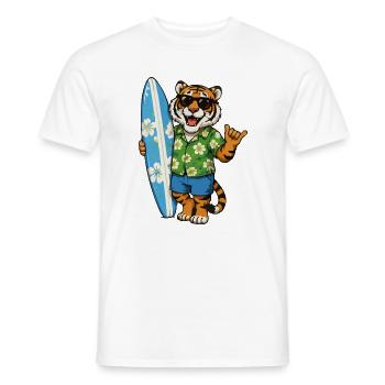 Tigre des surfs en chemise hawaïenne - T-shirt homme - blanc - Devant - AI Model Male 178 dark (178cm)