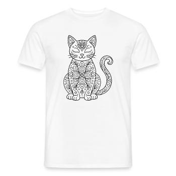 Katze mit Blumen Mandala im Körper - Männer T-Shirt - Weiß - Vorne - AI Model Male 178 dark (178cm)