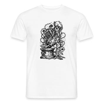 Skeleton with roses engraving - Men's T-Shirt - white - Front - AI Model Male 178 dark (178cm)