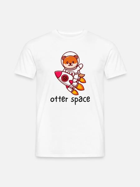 Lustiges Otter-Weltraum-Astronauten-Geschenk für Otter-Liebhaber - Männer T-Shirt - Weiß