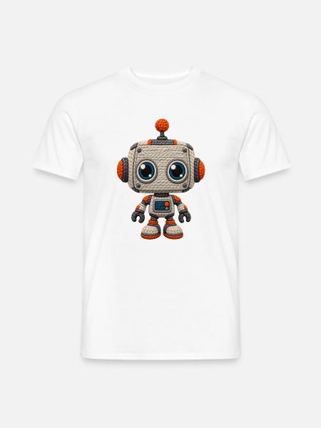 Strick-Roboter - Männer T-Shirt - Weiß