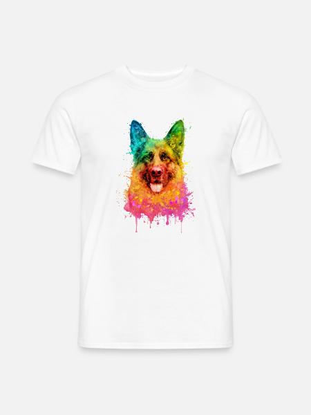 German Shepherd Aquarell Illustration - Männer T-Shirt - Weiß