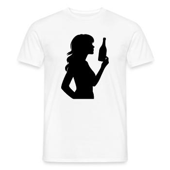 Frau mit Flasche und langen Haaren Silhouette - Männer T-Shirt - Weiß - Vorne - AI Model Male 178 dark (178cm)