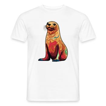 Bunter Seelöwen-Illustration - Männer T-Shirt - Weiß - Vorne - AI Model Male 178 dark (178cm)