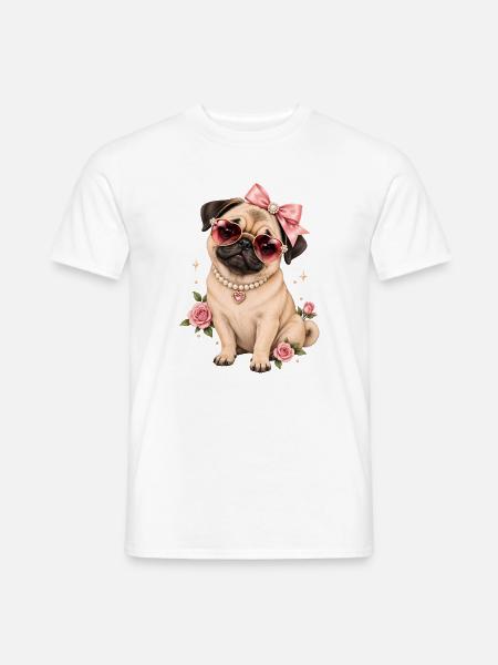 Mops Hund süßer Mops niedlicher Mops - Männer T-Shirt - Weiß