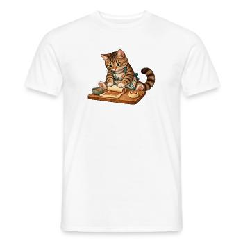 Katze rollt Zimtschnecken - Männer T-Shirt - Weiß - Vorne - AI Model Male 178 dark (178cm)