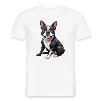 Boston Terrier Hundesitting - Männer T-Shirt - Weiß - Vorne - AI Model Male 178 dark (178cm)