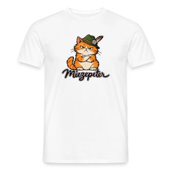 Miezepeter – Grummelige Katze mit Trachtenhut - Männer T-Shirt - Weiß - Vorne - AI Model Male 178 dark (178cm)