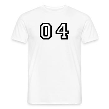 number - 04 - zero four - Men's T-Shirt - white - Front - AI Model Male 178 dark (178cm)