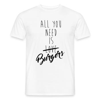 all you need is burgers - Men's T-Shirt - white - Front - AI Model Male 178 dark (178cm)