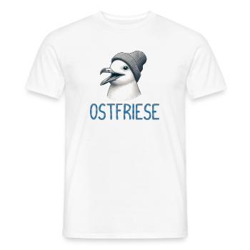 Gute Laune Ostfriese - Moin Möwe mit Beanie Mütze - Männer T-Shirt - Weiß - Vorne - AI Model Male 178 dark (178cm)