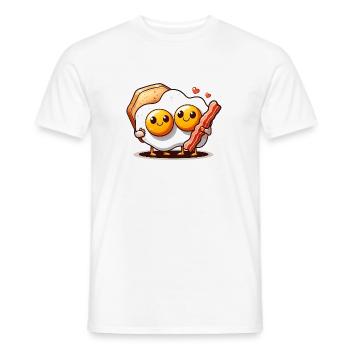 Oeufs au plat amoureux du bacon - à associer au bacon - T-shirt homme - blanc - Devant - AI Model Male 178 dark (178cm)