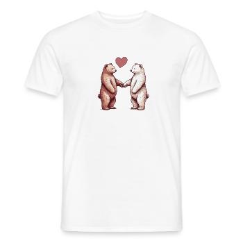 Bears in Love - Bears Couple Holding Hands with Heart - Men's T-Shirt - white - Front - AI Model Male 178 dark (178cm)