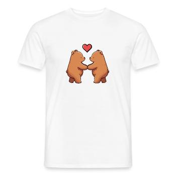 Bears in Love - Bears Couple Holding Hands with Heart - Men's T-Shirt - white - Front - AI Model Male 178 dark (178cm)