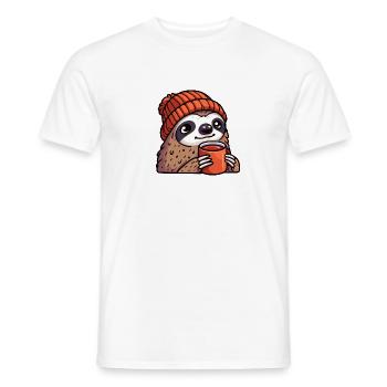 Faultier mit Beanie Mütze Tee Tea Kaffee Becher - Männer T-Shirt - Weiß - Vorne - AI Model Male 178 dark (178cm)