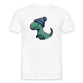 Baby T Rex Dino Dinosaur Beanie Hat Sticker - Men's T-Shirt - white - Front - AI Model Male 178 dark (178cm)