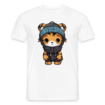 Tiger Winter Animal Baby Comic - Men's T-Shirt - white - Front - AI Model Male 178 dark (178cm)