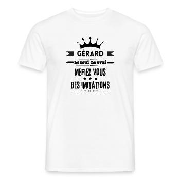 Gérard le seul le vrai Humour meilleur - T-shirt homme - blanc - Devant - AI Model Male 178 dark (178cm)