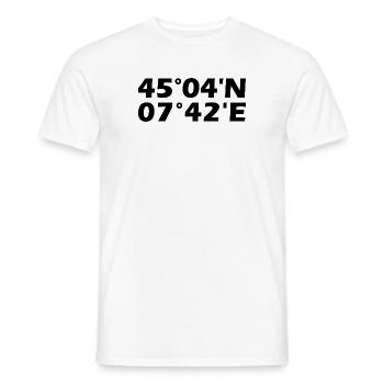 Turin Koordinaten - Männer T-Shirt - Weiß - Vorne - AI Model Male 178 dark (178cm)