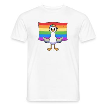 LGBTQIA+ Pride Seagull Cap Rainbow Flag - Men's T-Shirt - white - Front - AI Model Male 178 dark (178cm)