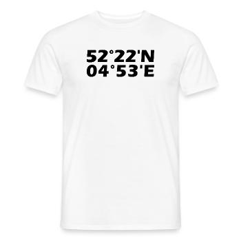 Coordonnées d’Amsterdam - T-shirt homme - blanc - Devant - AI Model Male 178 dark (178cm)