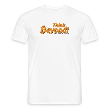 Bitcoin - Think beyond! - Men's T-Shirt - white - Front - AI Model Male 178 dark (178cm)