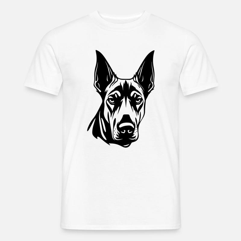 Doberman Hund Kopf - Männer T-Shirt - Weiß
