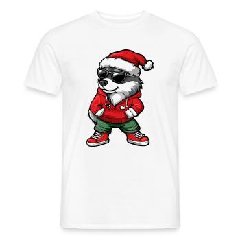 Husky Chien Noël Noël - T-shirt homme - blanc - Devant - AI Model Male 178 dark (178cm)