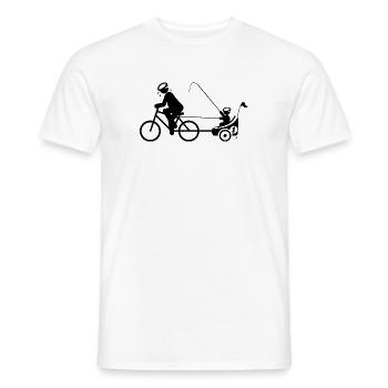PAPA PULLS BICYCLE TRAILER WITH KIND BY SUBGIRL - Men's T-Shirt - white - Front - AI Model Male 178 dark (178cm)