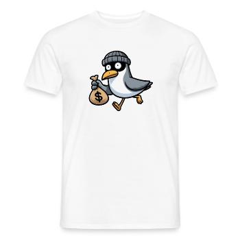 Bank robber thief North Sea gangster seagull money bank - Men's T-Shirt - white - Front - AI Model Male 178 dark (178cm)