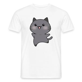 Glückliche Grau Gehen Katzen-Karikatur - Männer T-Shirt - Weiß - Vorne - AI Model Male 178 dark (178cm)