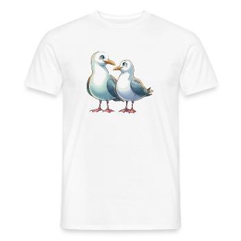 Deux mouettes amoureuses Couple Mouette Côte de la mer du Nord Amour - T-shirt homme - blanc - Devant - AI Model Male 178 dark (178cm)
