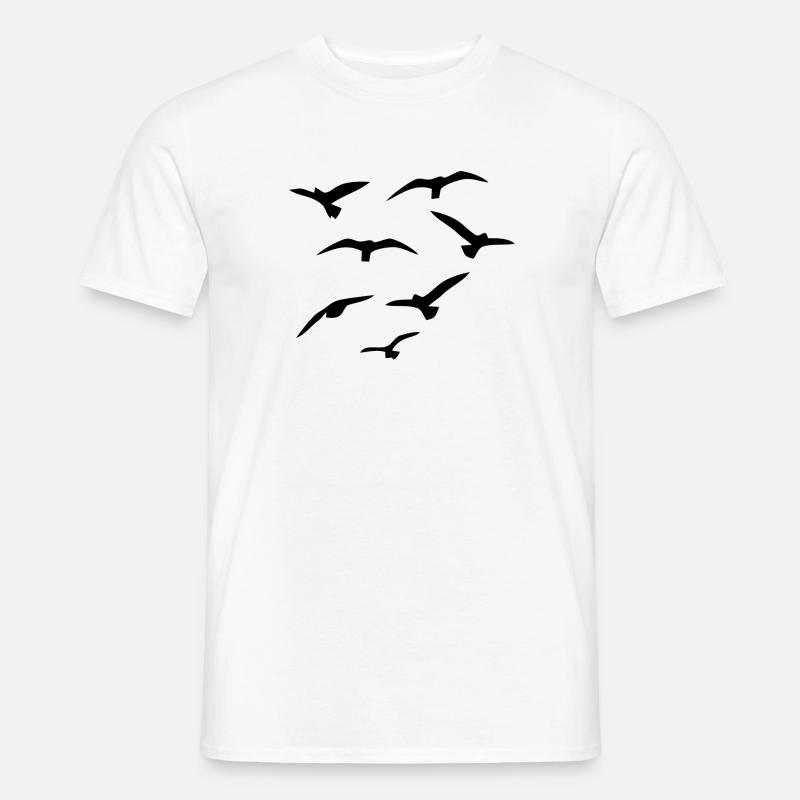 Fliegende Voegel Geschenkidee - Männer T-Shirt - Weiß