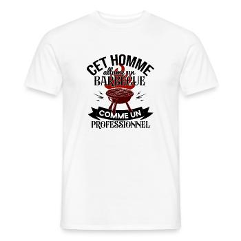 design allumeur de barbecue comme un professionnel - T-shirt homme - blanc - Devant - AI Model Male 178 dark (178cm)