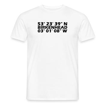 Birkenhead coordinates - Men's T-Shirt - white - Front - AI Model Male 178 dark (178cm)