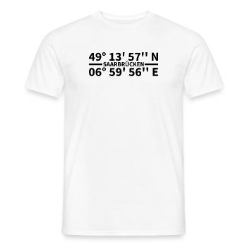 Coordonnées de Sarrebruck - T-shirt homme - blanc - Devant - AI Model Male 178 dark (178cm)