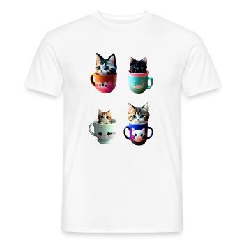 Kawaii Cup of Kitty Cat - T-shirt homme - blanc - Devant - AI Model Male 178 dark (178cm)