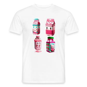 kawaii strawberry milk carton - yummy! - Men's T-Shirt - white - Front - AI Model Male 178 dark (178cm)