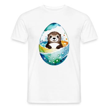 Otter Ostern Wasserfarben - Männer T-Shirt - Weiß - Vorne - AI Model Male 178 dark (178cm)