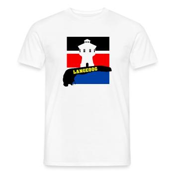 Langeoog mit Wasserturm, Fahne & Umriss - Männer T-Shirt - Weiß - Vorne - AI Model Male 178 dark (178cm)